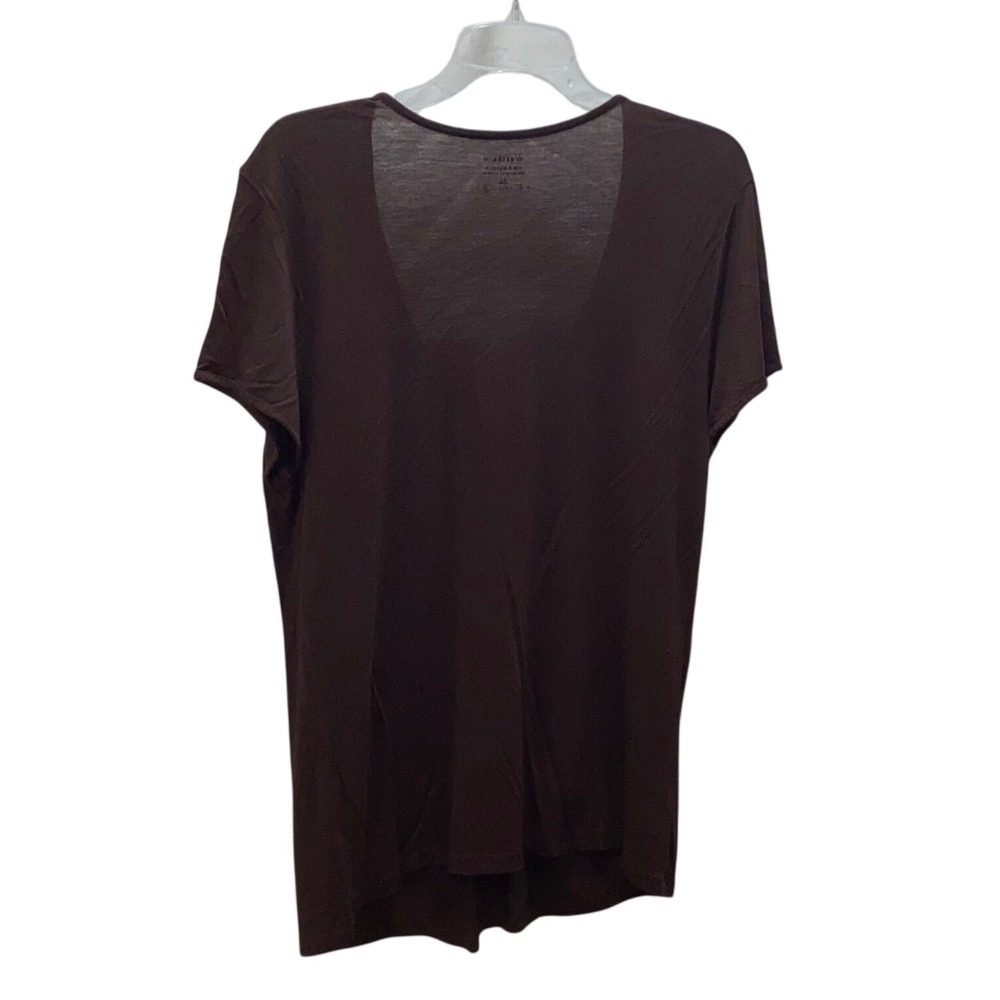 Dressbarn Womens XL Brown Pleated Scoop Neck Short Sleeve Stretch Top - Picture 6 of 6
